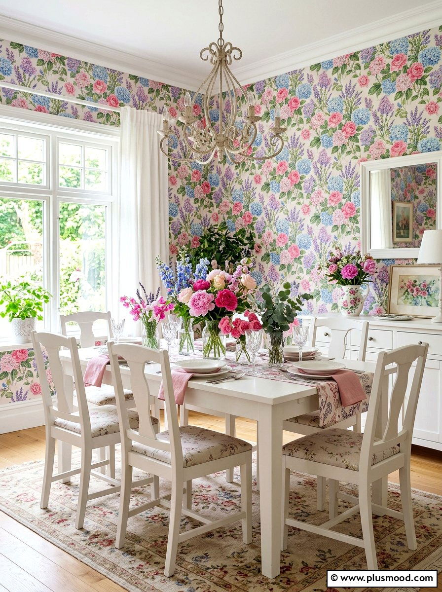 Floral Pattern Dining Room - 25 summer dining room ideas