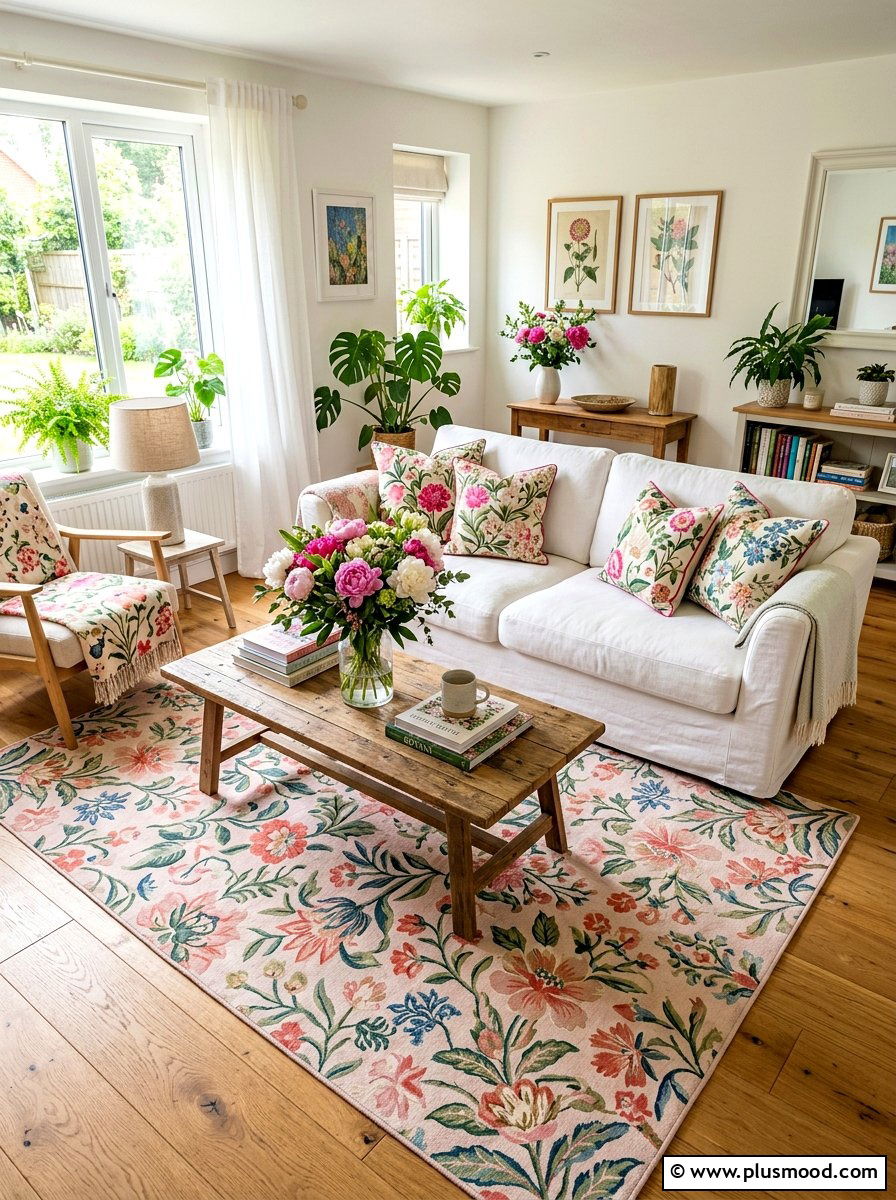 Floral Pattern Living Room Accents - 25 summer living room ideas