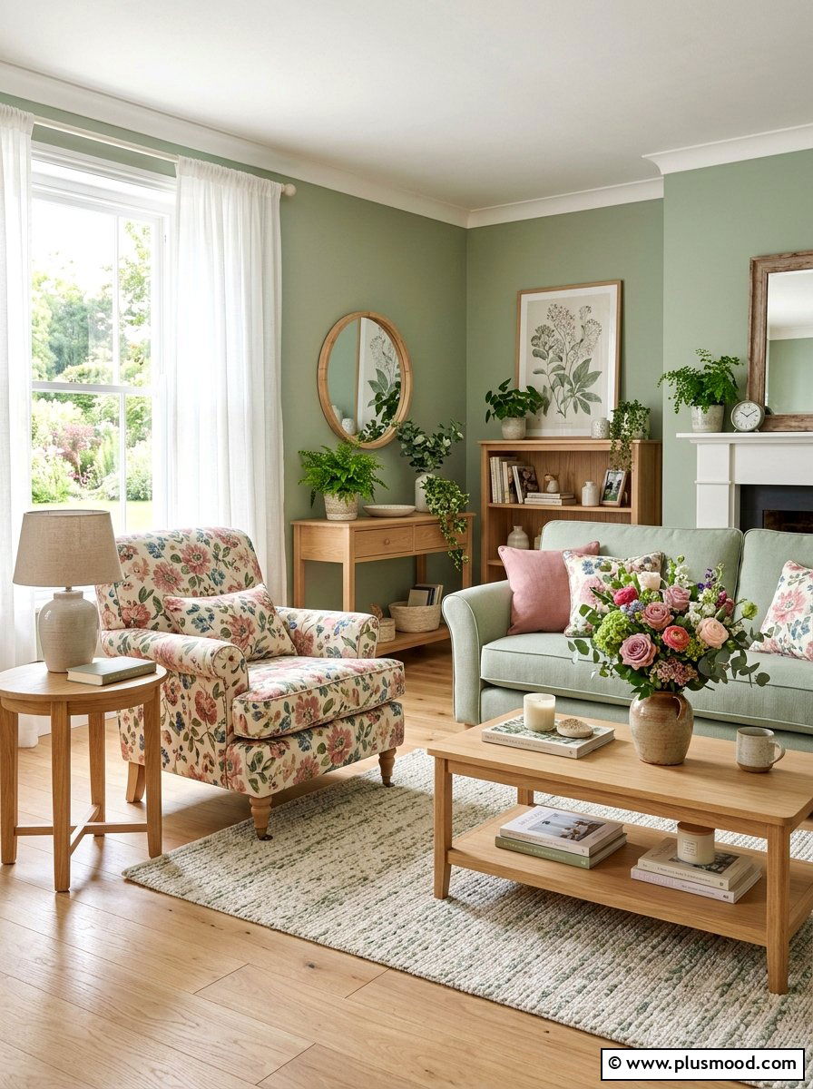 Floral Pattern Living Room - 25 summer cottage living room ideas