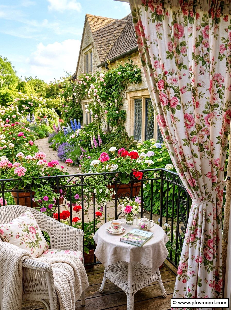 Floral Print Balcony Curtains - 25 summer balcony curtain ideas