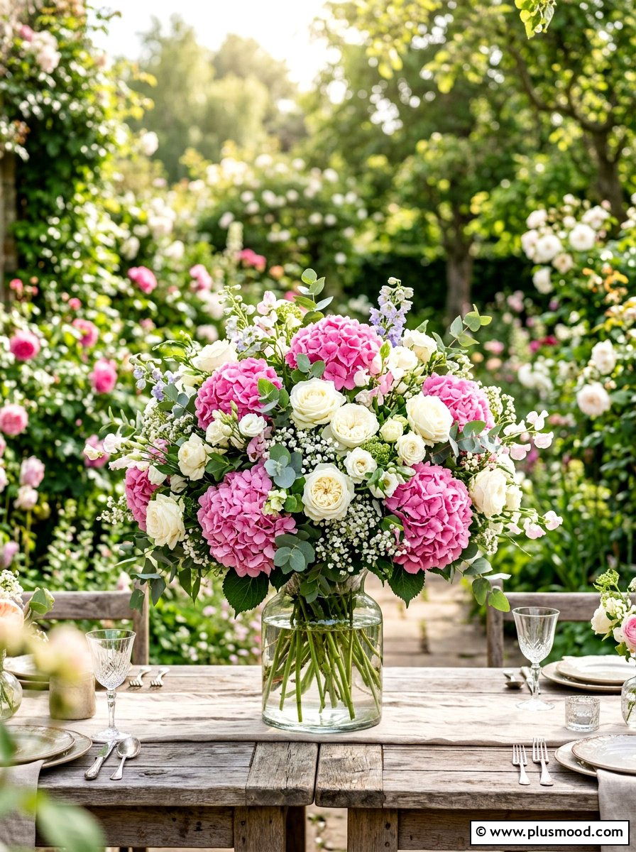 Floral Table Centerpiece - 25 summer patio dining decor ideas