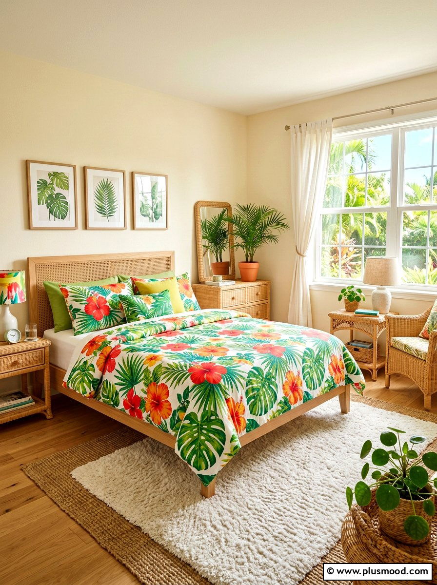 Floral Tropical Bedding - 25 summer tropical bedroom ideas