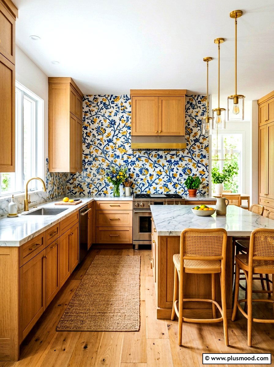 Floral backsplash kitchen - 25 summer floral kitchen decor ideas