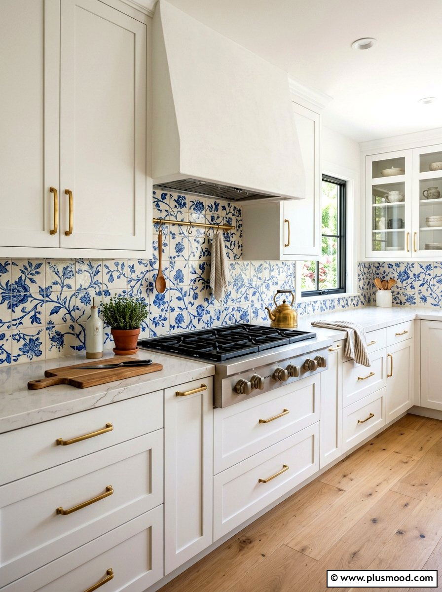 Floral backsplash tile - 25 fresh summer kitchen decor ideas