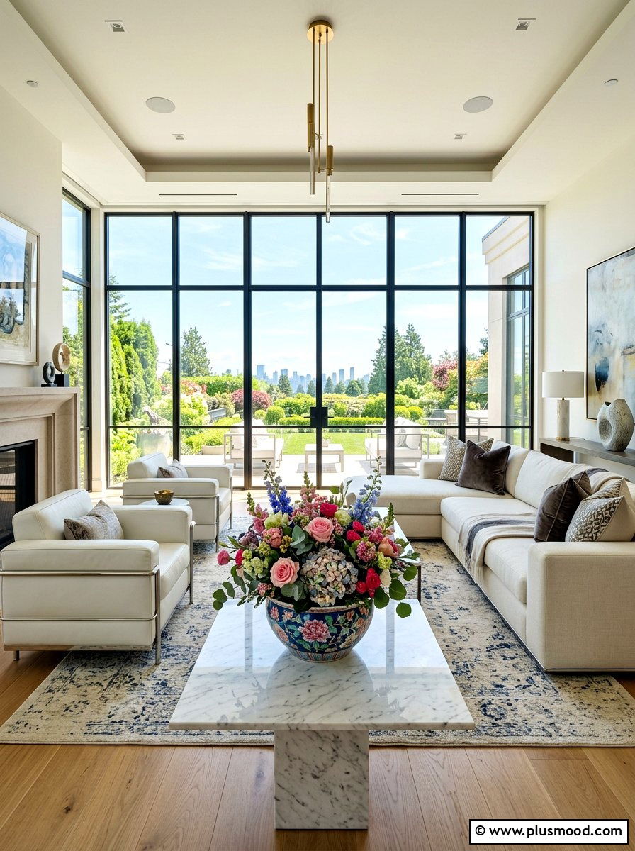 Floral coffee table bowl - 25 summer floral decor ideas for living room
