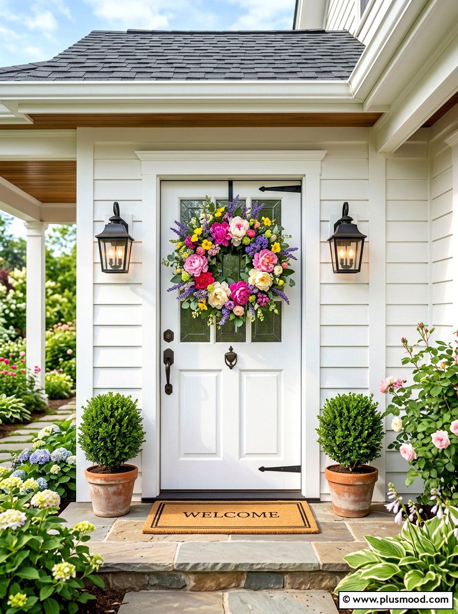 Floral front door wreaths - 25 summer decor ideas with florals