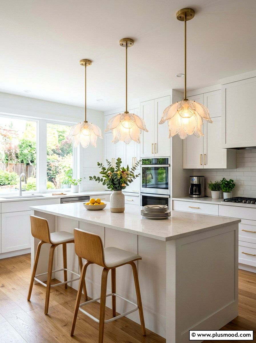 Floral glass kitchen lighting - 25 summer floral kitchen decor ideas