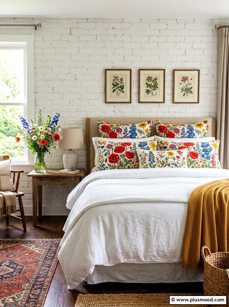 Floral pattern pillows - 25 summer pillow ideas for bedroom