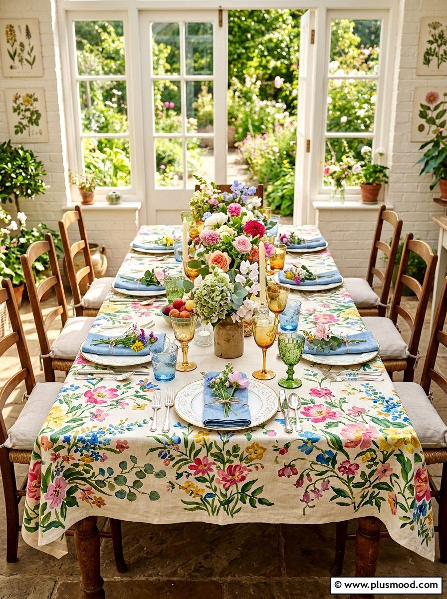 Floral pattern tablecloths - 25 summer decor ideas with florals