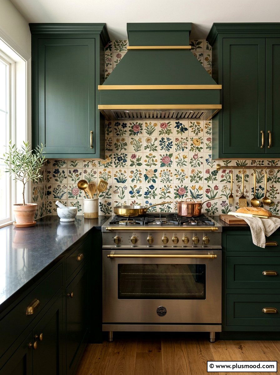 Floral tile kitchen backsplash - 25 summer floral kitchen decor ideas