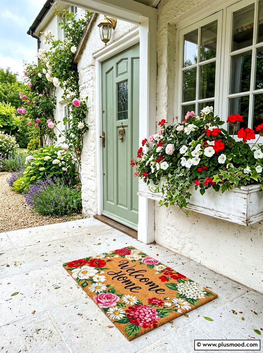 Floral welcome mat - 25 summer welcome mat ideas for summer