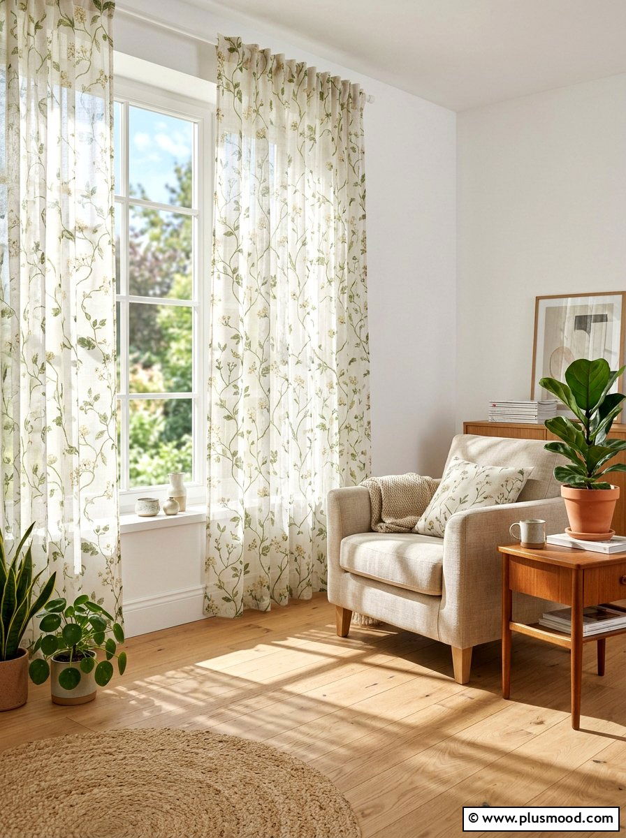 Floral window curtains - 25 summer decor ideas with florals