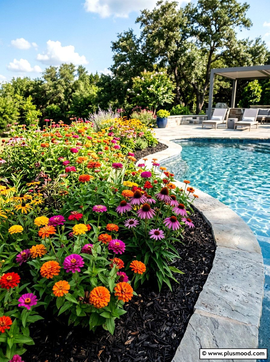 Flower Bed Pool Mulch - 25 pool landscaping ideas with mulch beds