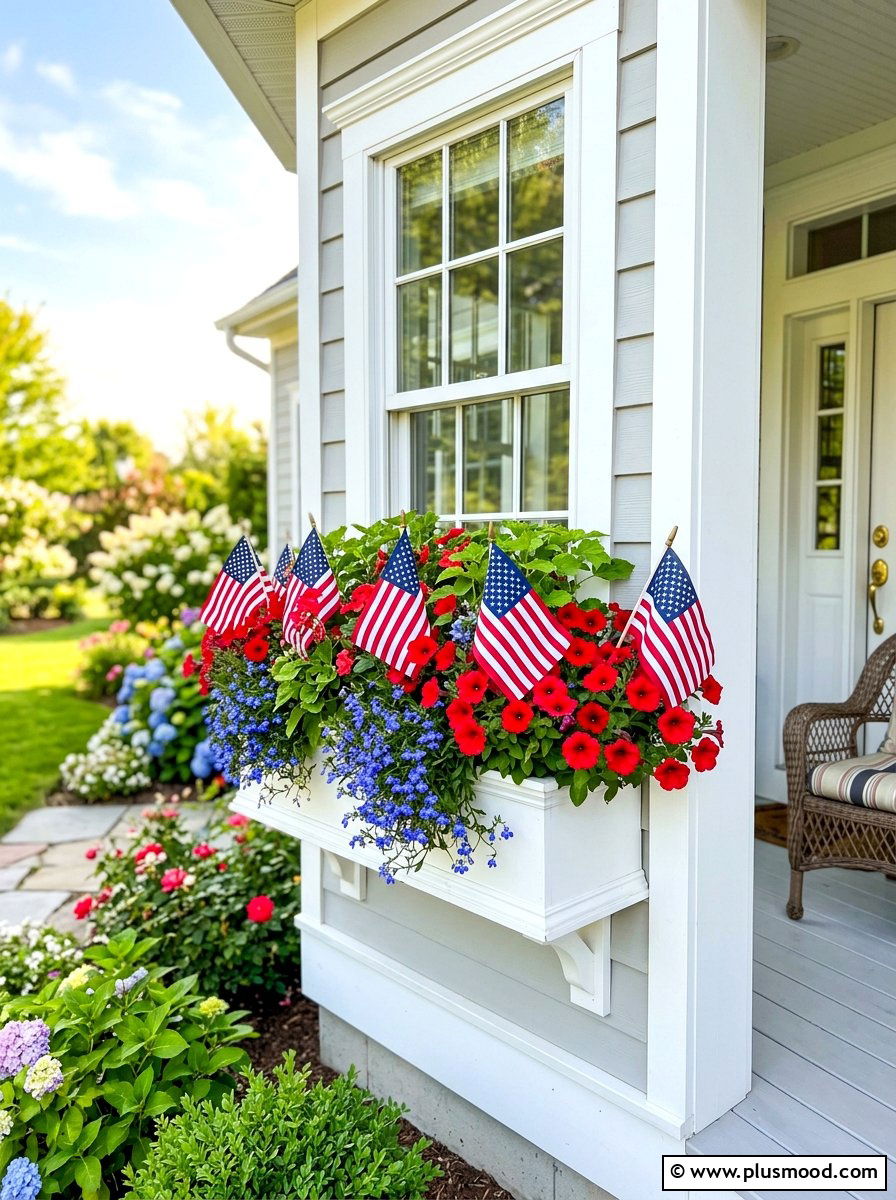 Flower Box Flags - 25 summer front porch decor ideas with flags