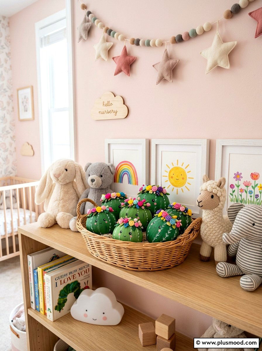 Flower Crown Cactus - 25 painted rock ideas with cactus design