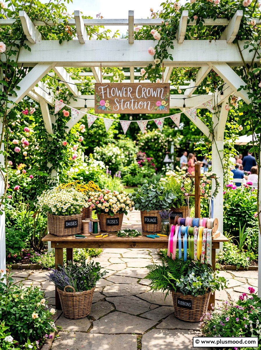 Flower Crown Station - 25 summer outdoor wedding shower ideas