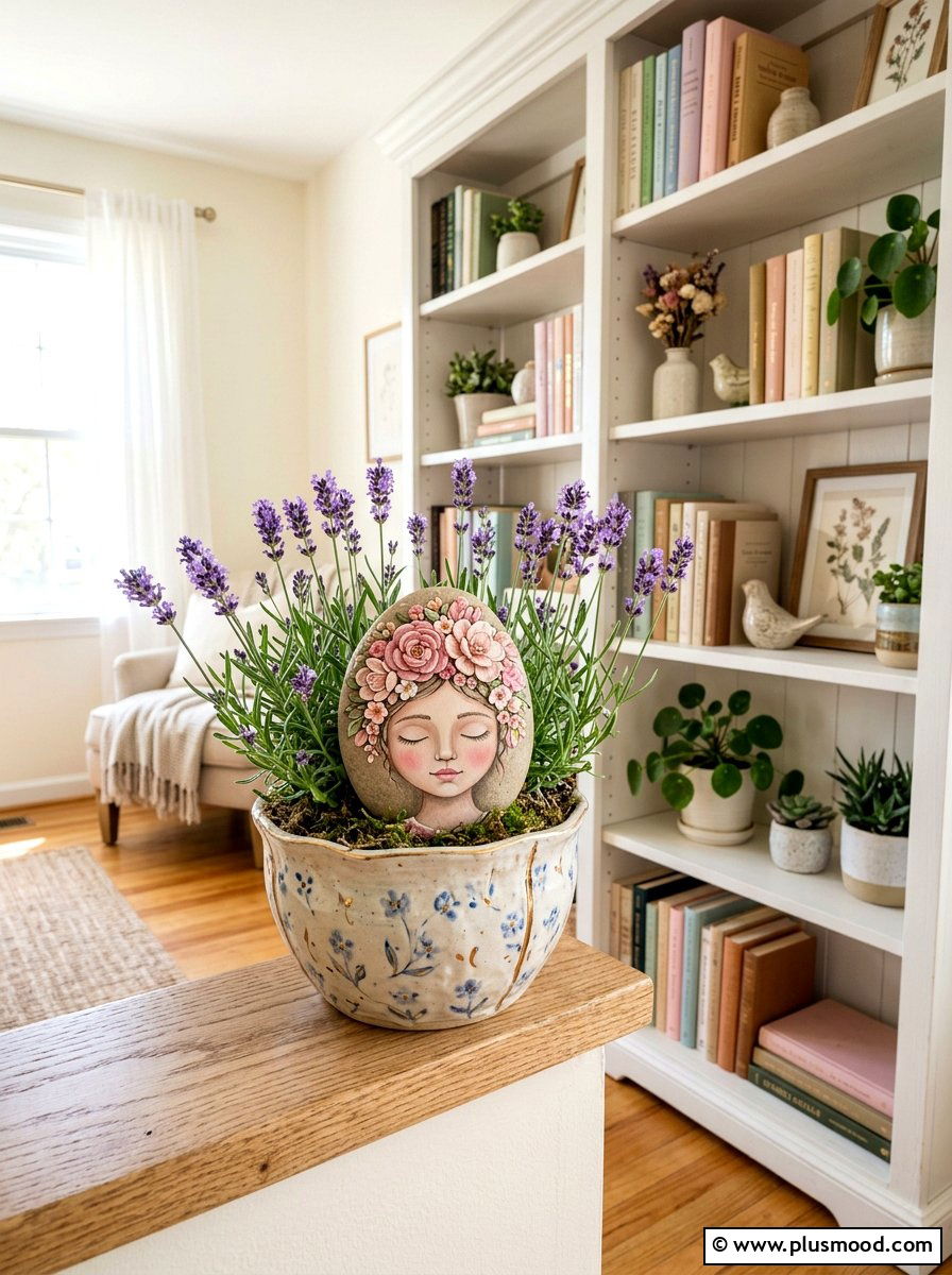 Flower Girl Stone - 25 painted rock ideas with faces