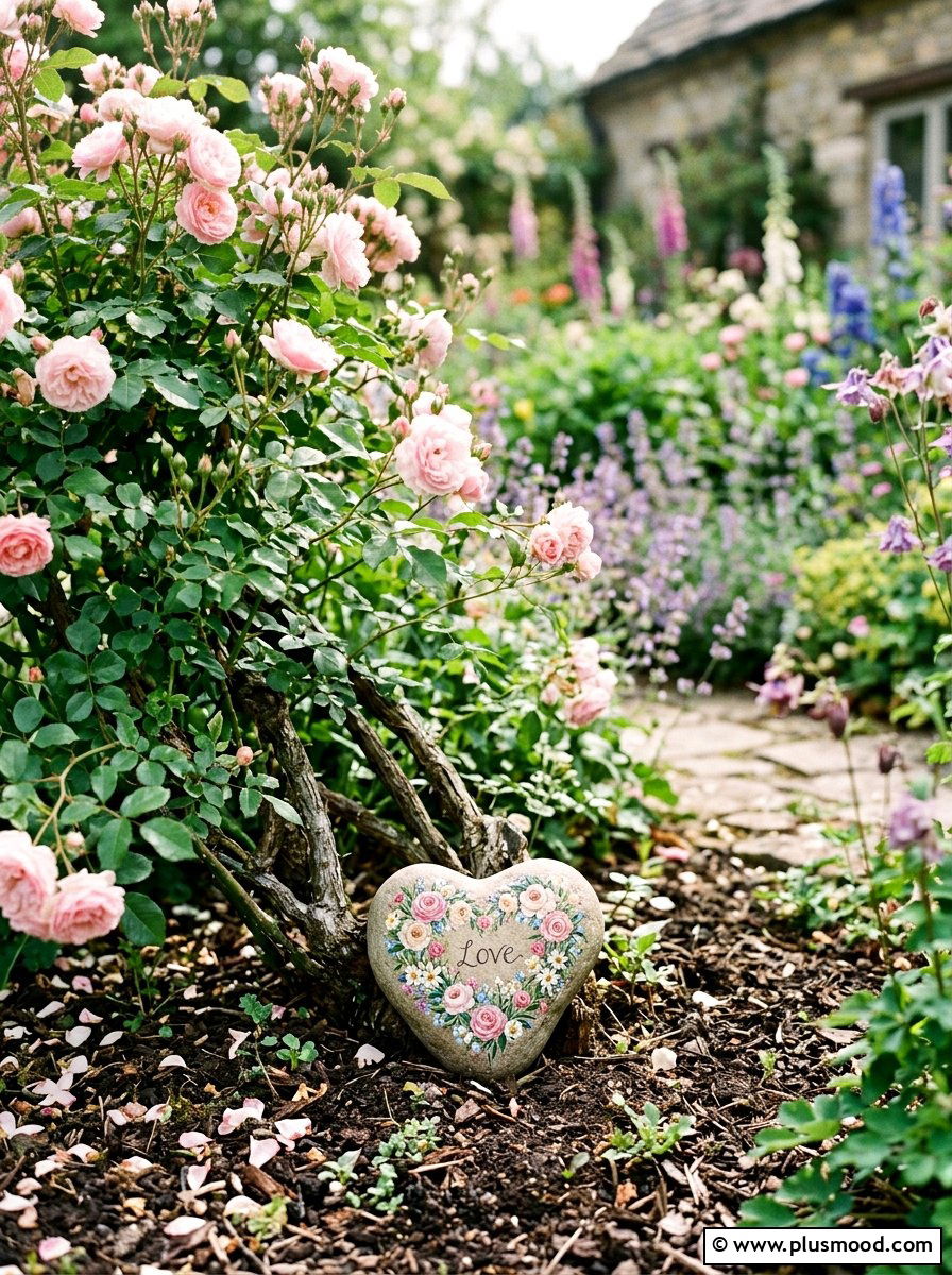Flower Heart Rock Painting - 25 painted rock ideas with hearts
