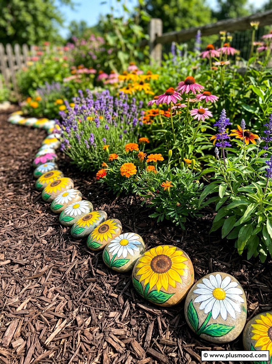 Flower Painted Rock - 25 painted rock ideas for outdoor gallery