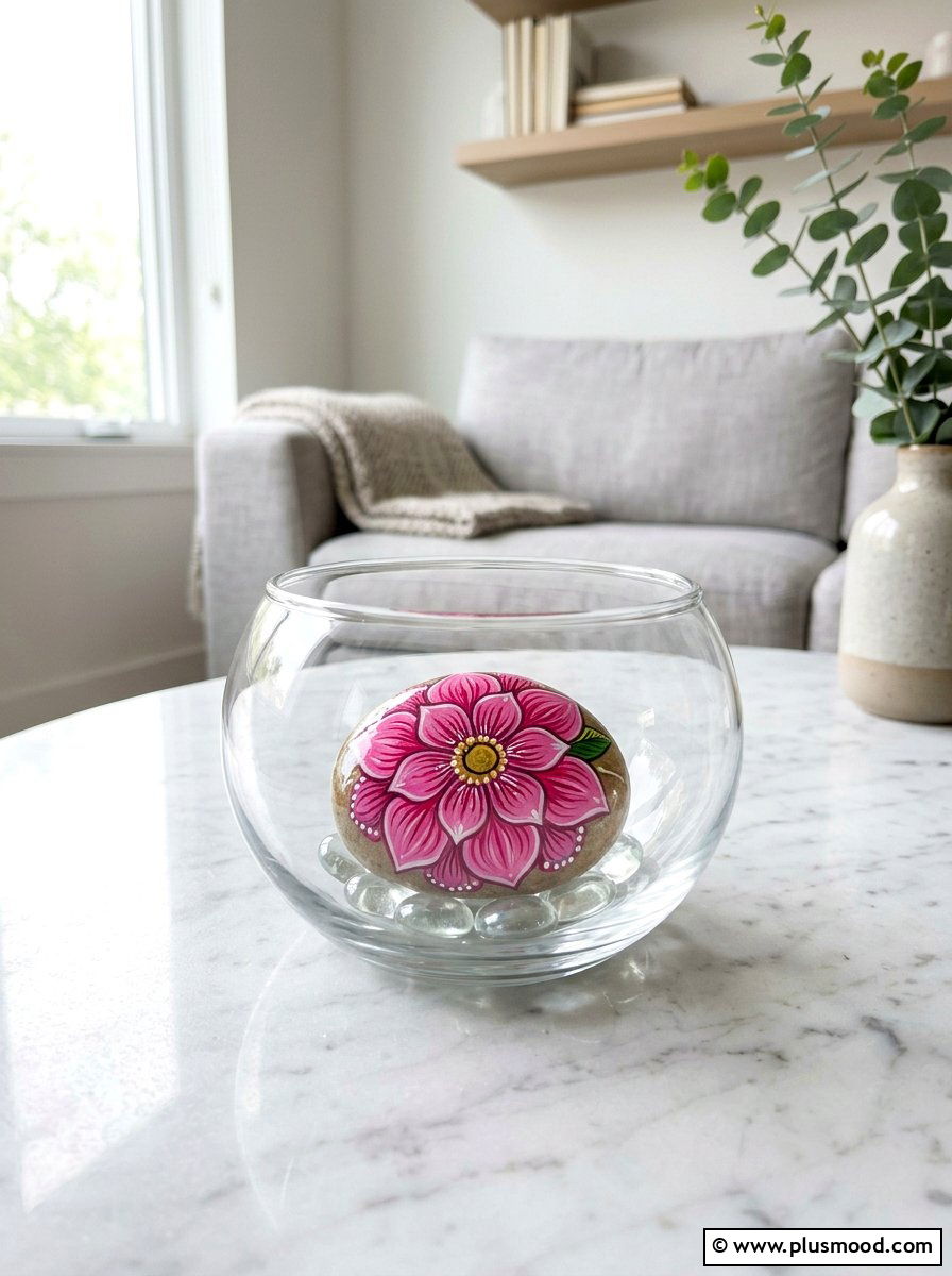 Flower Petal Painted Rock - 25 painted rock ideas with nature prints