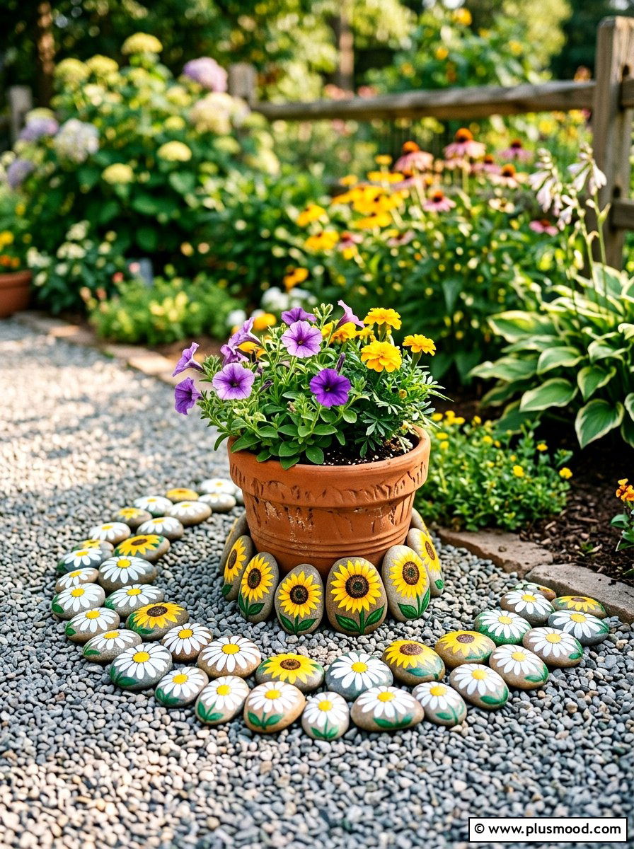 Flower Rock - 25 painted rock ideas for fairy garden