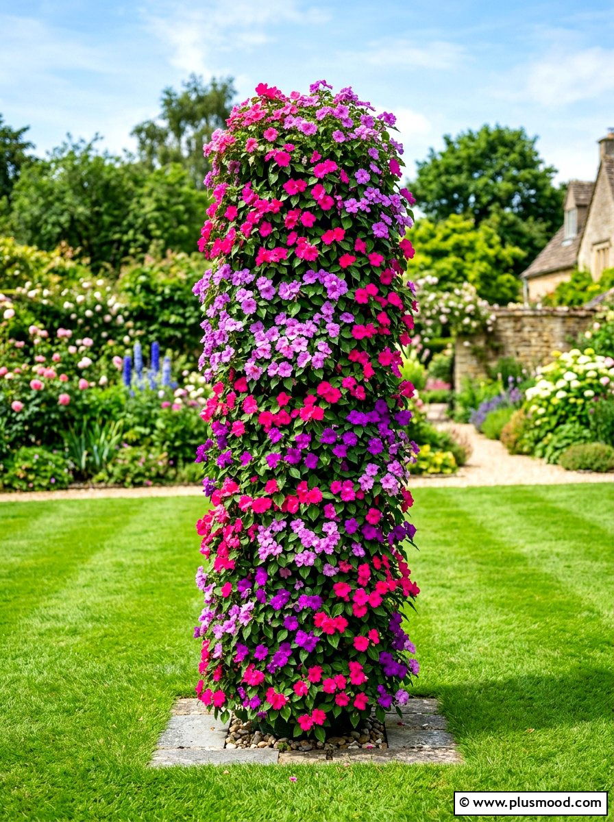Flower Tower Planter - 25 summer colorful planter ideas