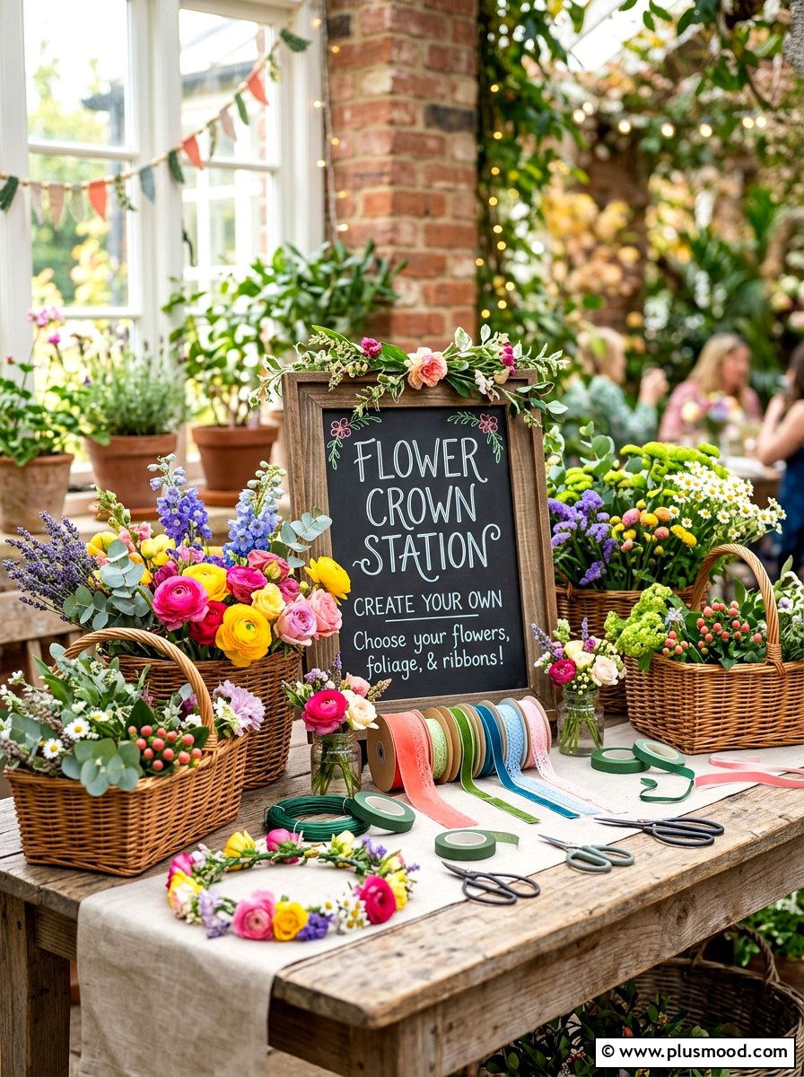 Flower crown station - 25 late summer party decor ideas