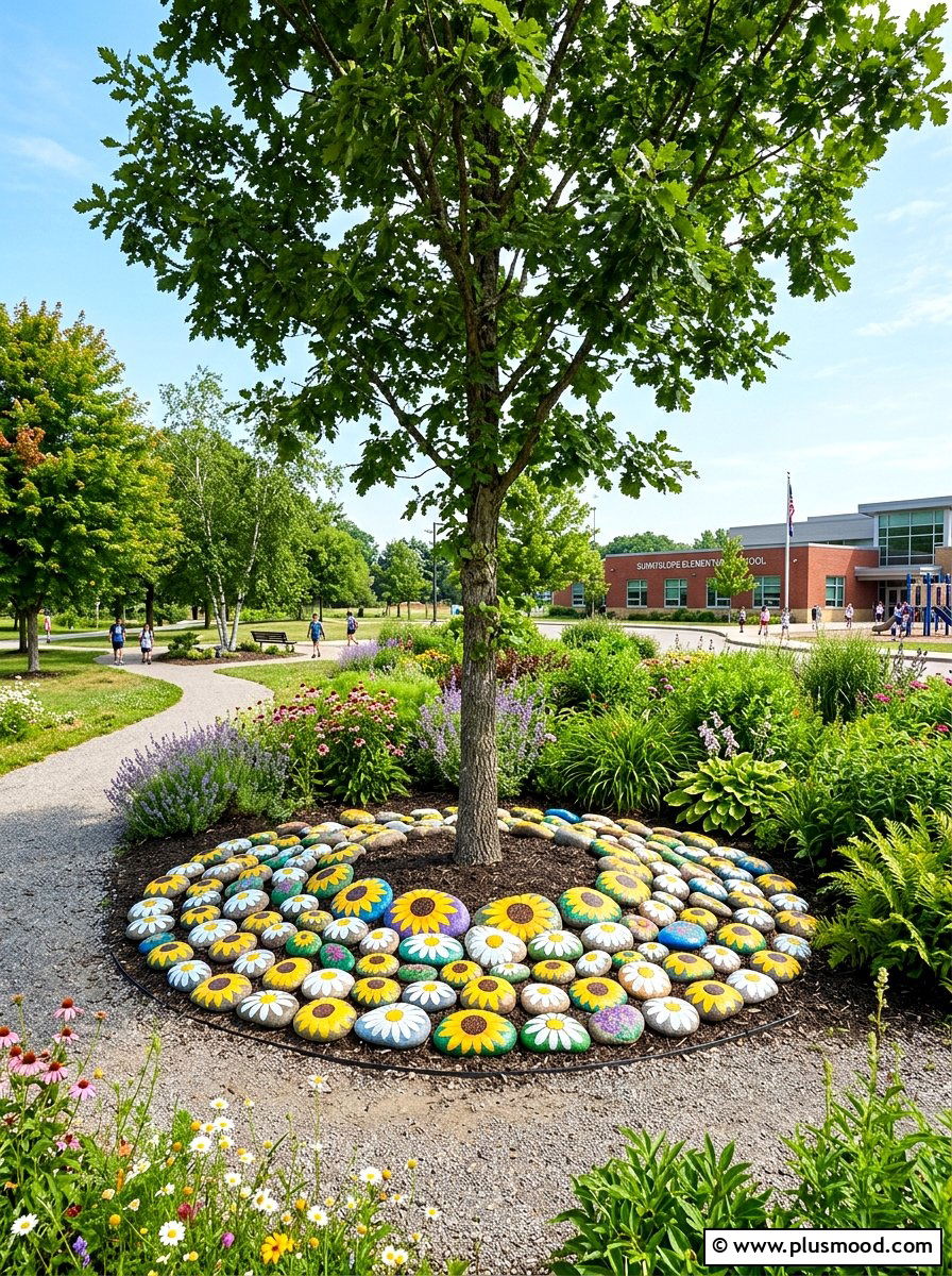 Flower garden rocks - 25 painted rock ideas for school projects