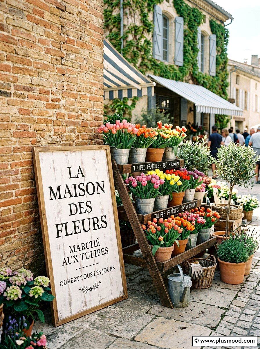 Flower market wood sign - 25 outdoor garden decor ideas with wood signs