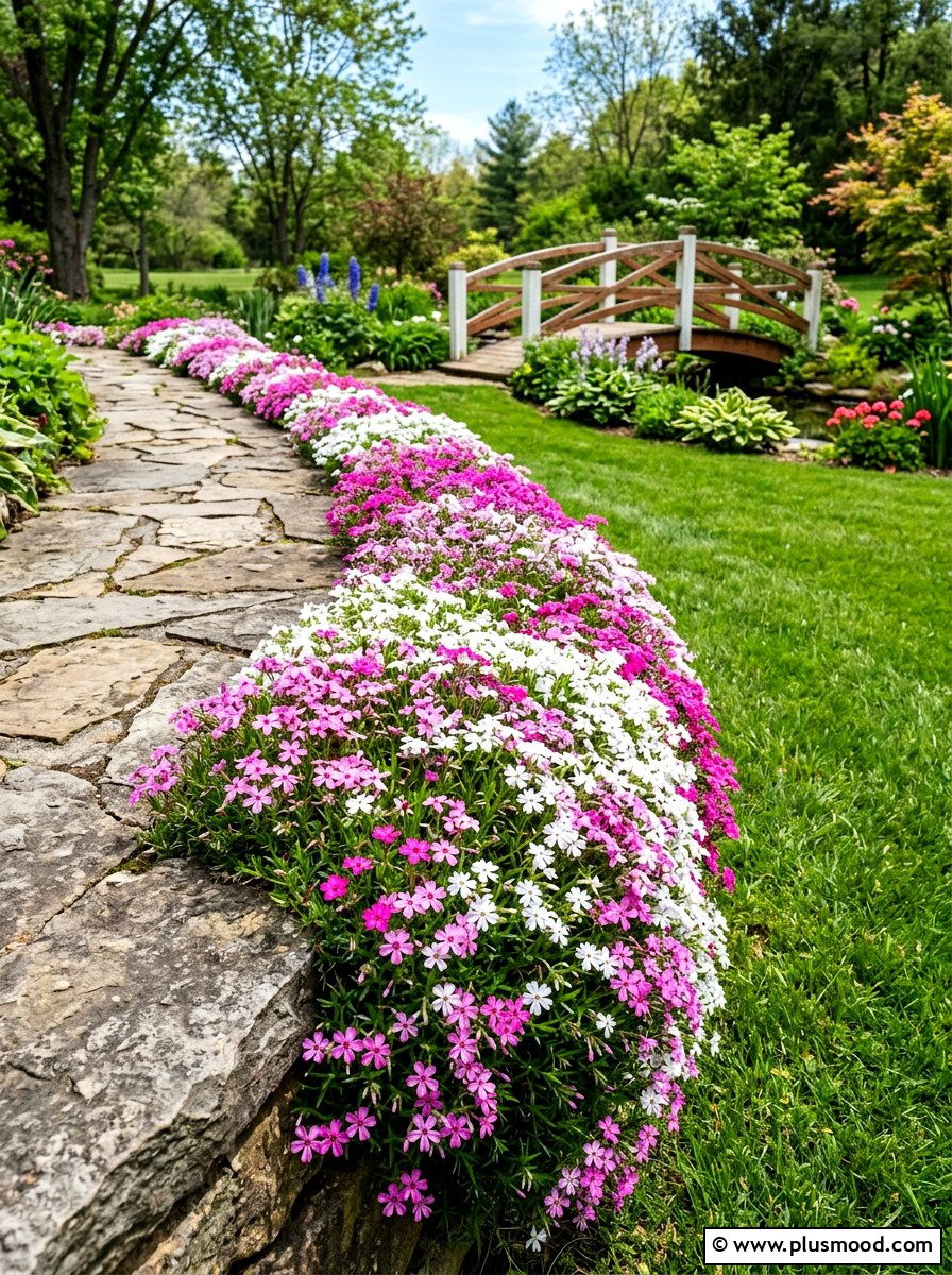 Flowering Creeping Phlox Path - 25 summer path border planting ideas