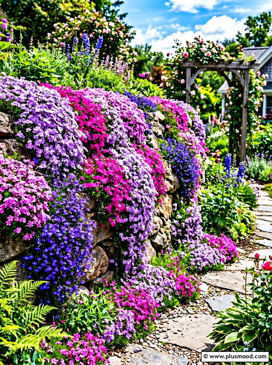 Flowering Ground Cover Wall - 25 summer retaining wall landscaping ideas