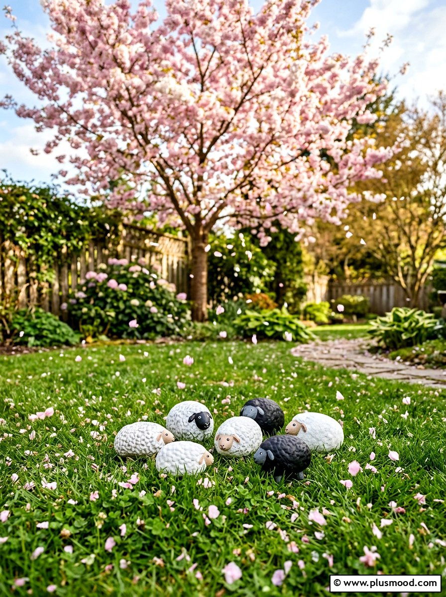 Fluffy sheep rock - 25 painted rock ideas for Easter