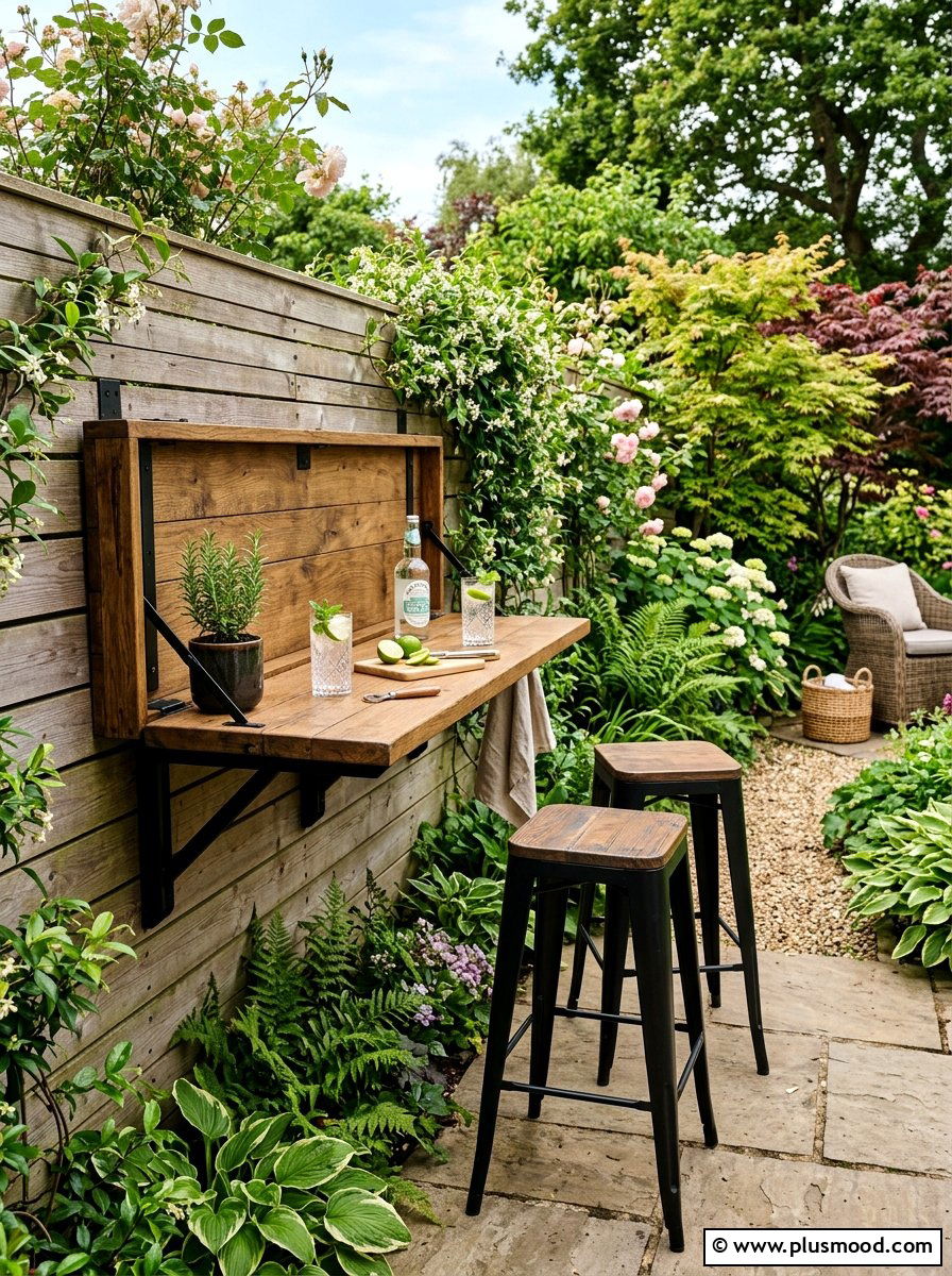 Fold Down Outdoor Bar - 25 small backyard ideas for tiny homes