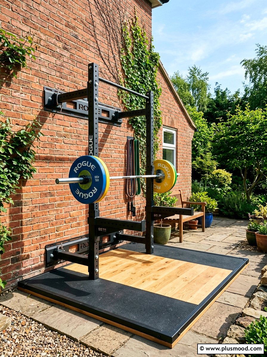 Fold Down Squat Rack - 25 small backyard ideas with outdoor gym