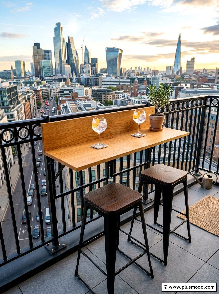 Foldable Balcony Bar Table Setup - 25 summer balcony lounge ideas