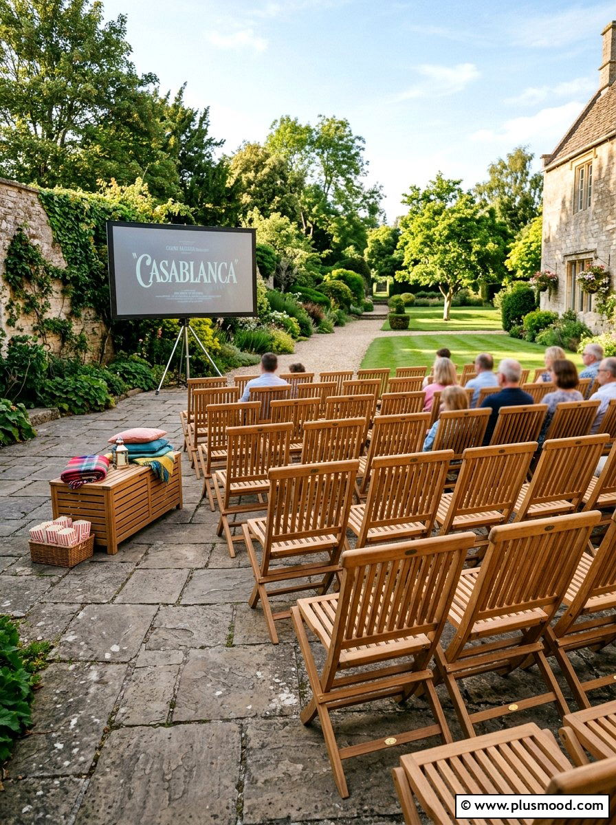 Foldable Furniture Cinema - 25 small backyard ideas with movie screen