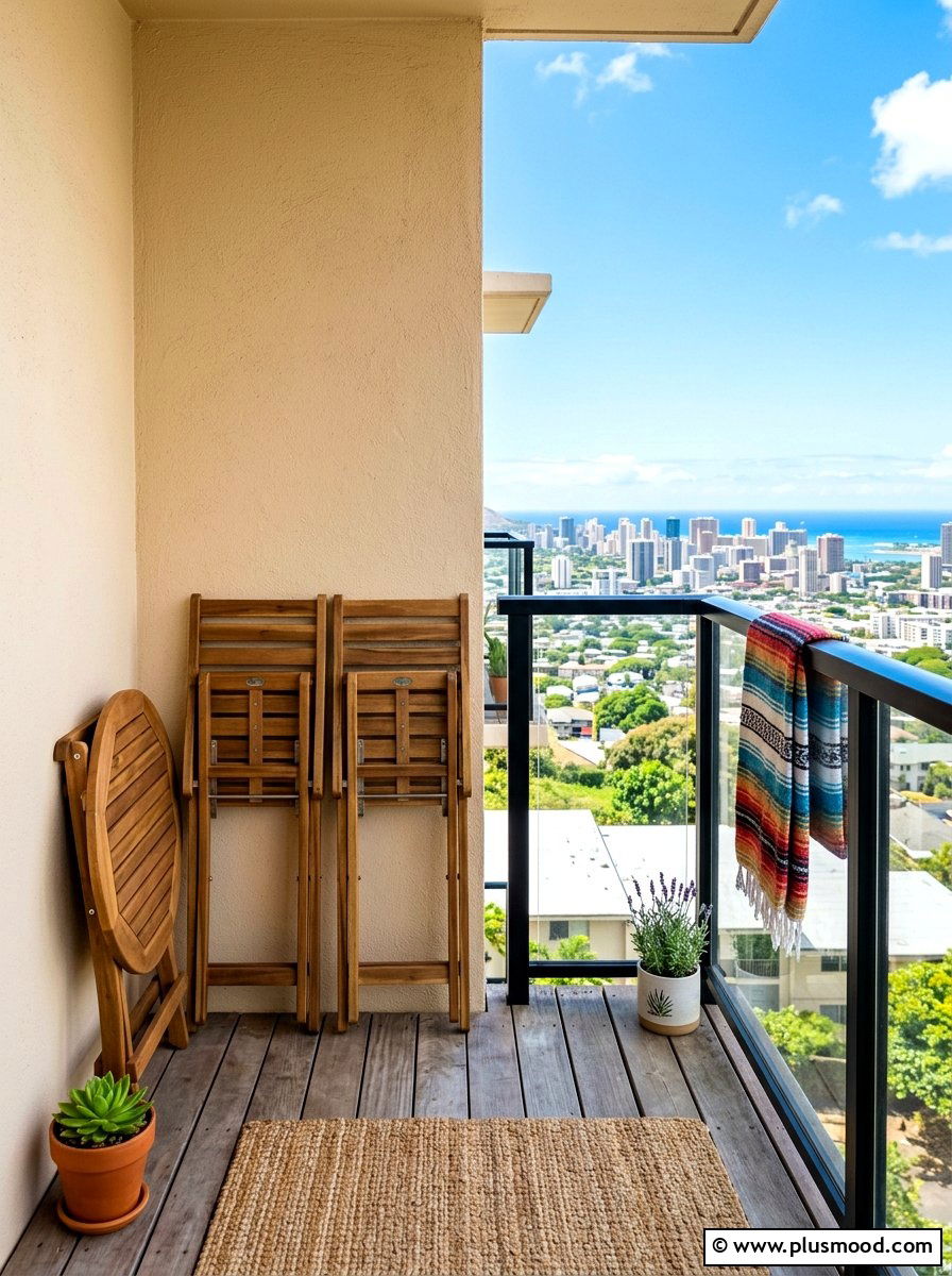Foldable Space Saving Balcony Furniture - 25 summer minimal balcony ideas