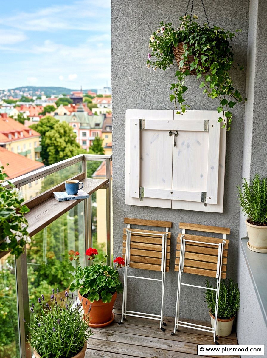 Foldable Wall Table - 25 summer balcony breakfast nook ideas