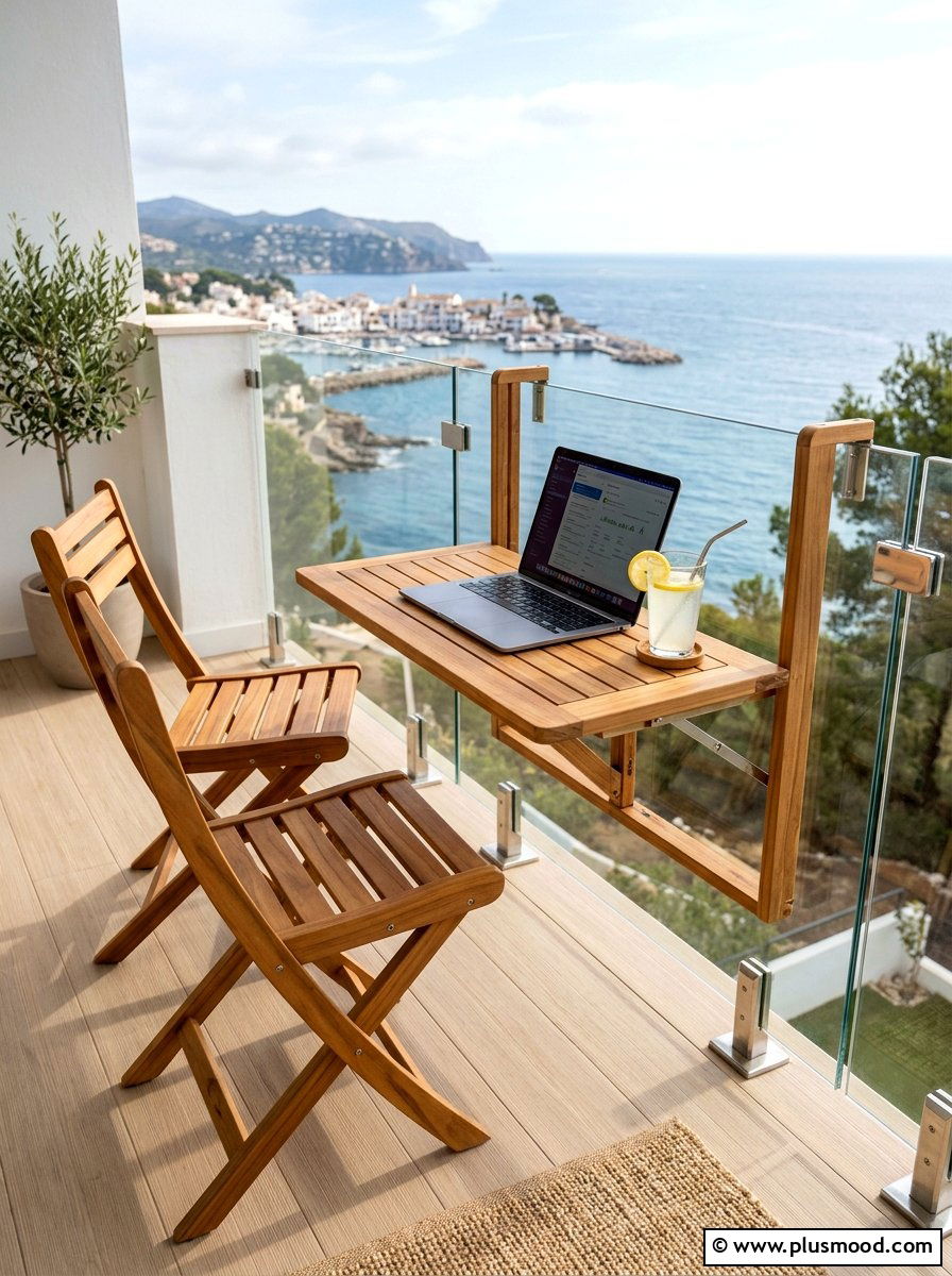 Foldable Wooden Table - 25 summer city balcony summer decor ideas