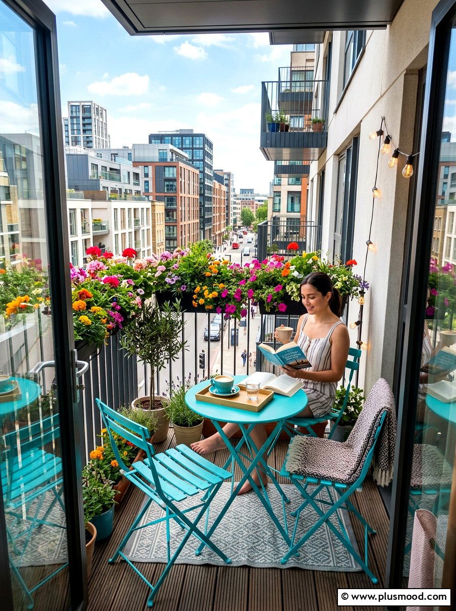 Folding Bistro Set For Small Spaces - 25 summer renter friendly balcony ideas