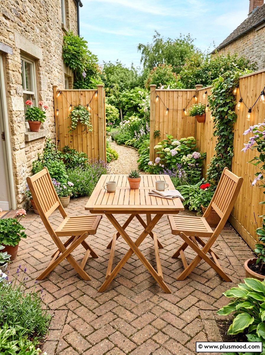 Folding Patio Set - 25 small backyard ideas for apartments with fence