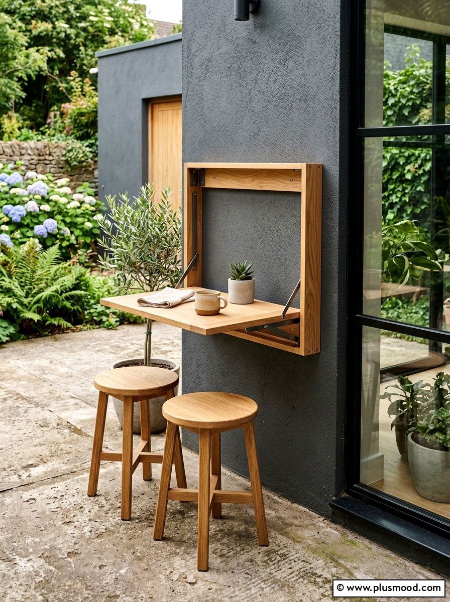 Folding Wall Table - 25 small backyard ideas for townhomes