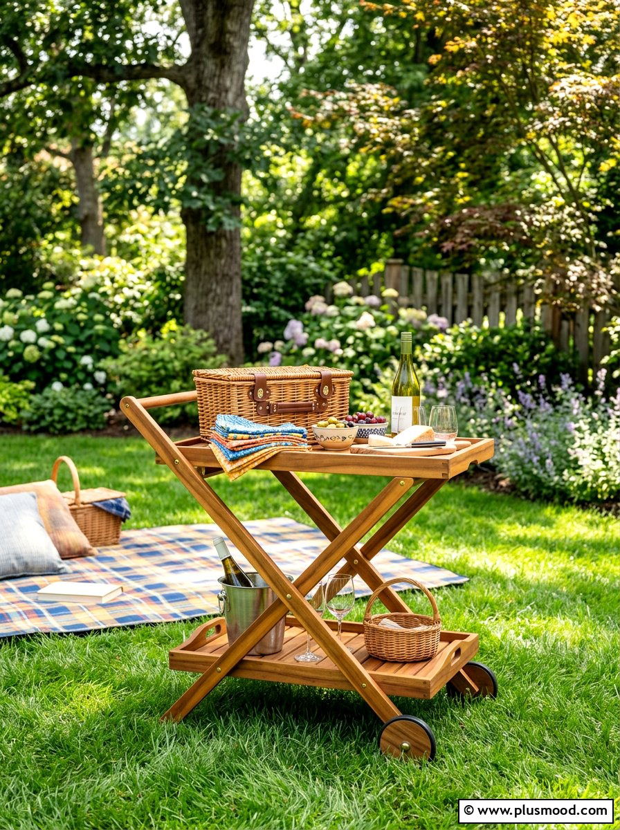 Folding Wooden Bar Cart - 25 summer patio bar cart ideas