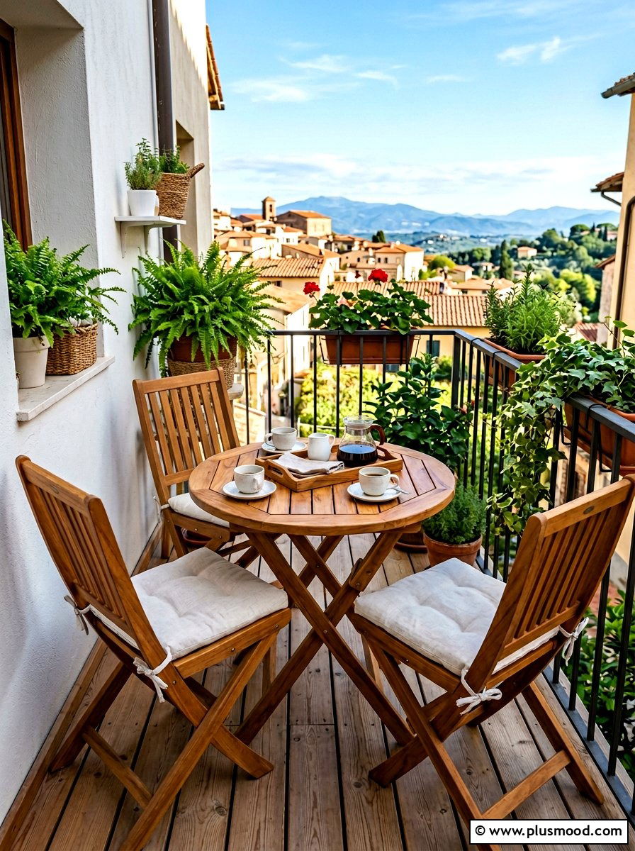 Folding Wooden Table - 25 summer balcony breakfast nook ideas