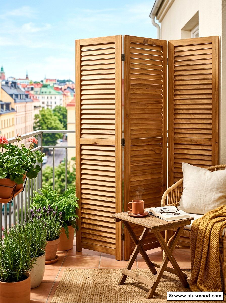 Folding room divider - 25 summer balcony privacy ideas