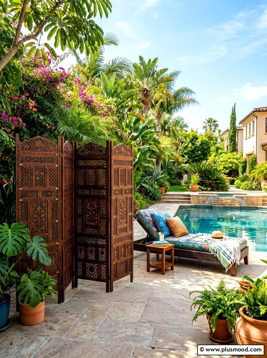 Folding screen - 25 summer poolside shade ideas
