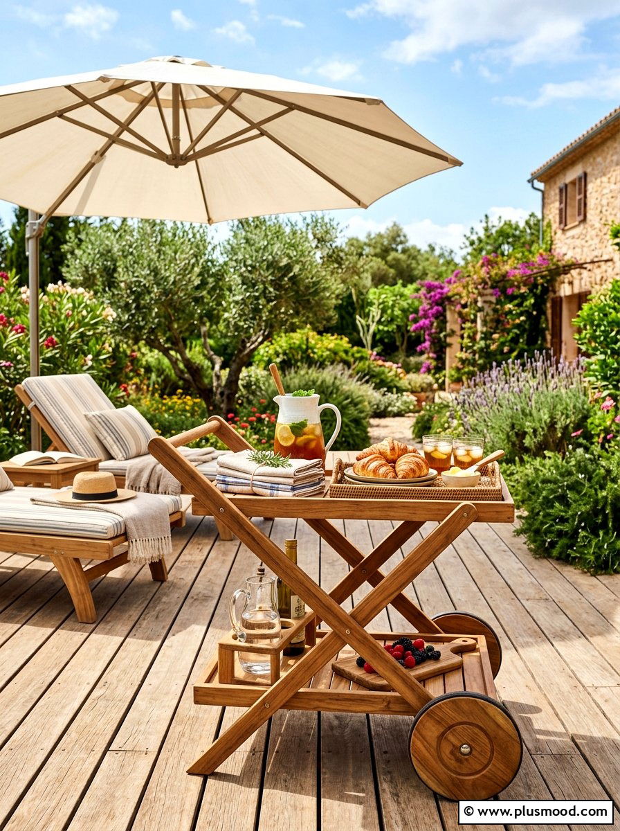 Folding wood serving trolley - 25 summer outdoor serving cart ideas