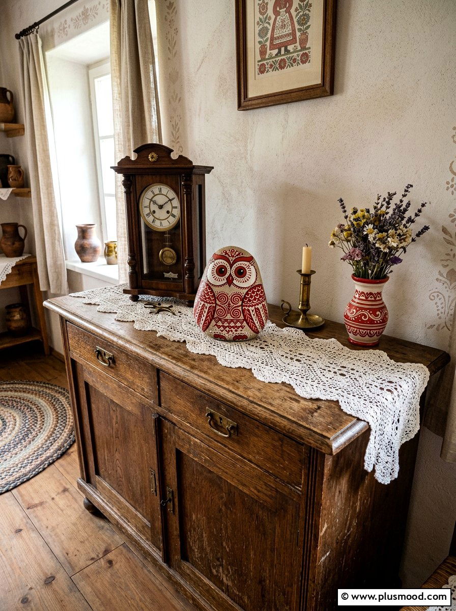 Folk art owl - 25 painted rock ideas with owls