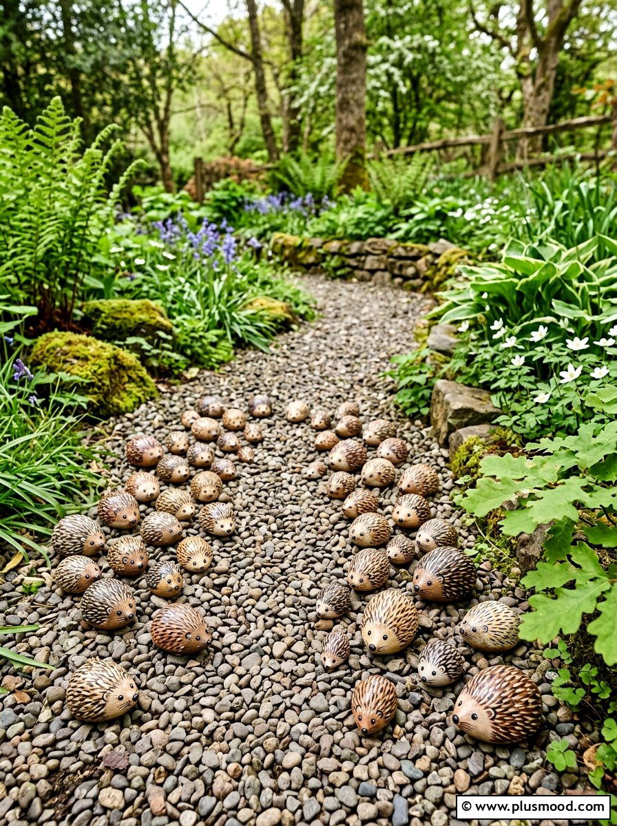 Forest hedgehog painted pebble - 25 painted rock ideas with forest animals