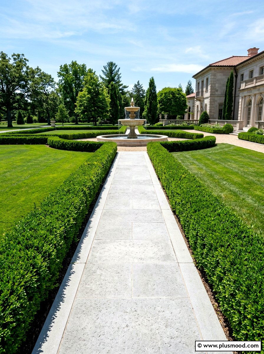Formal Boxwood Walkway Hedge - 25 summer path border planting ideas